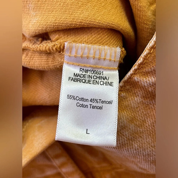 NWT YFB Pants Gold Acid Wash ButtonFly Elastic Waistband high rise pants size L - Picture 10 of 12